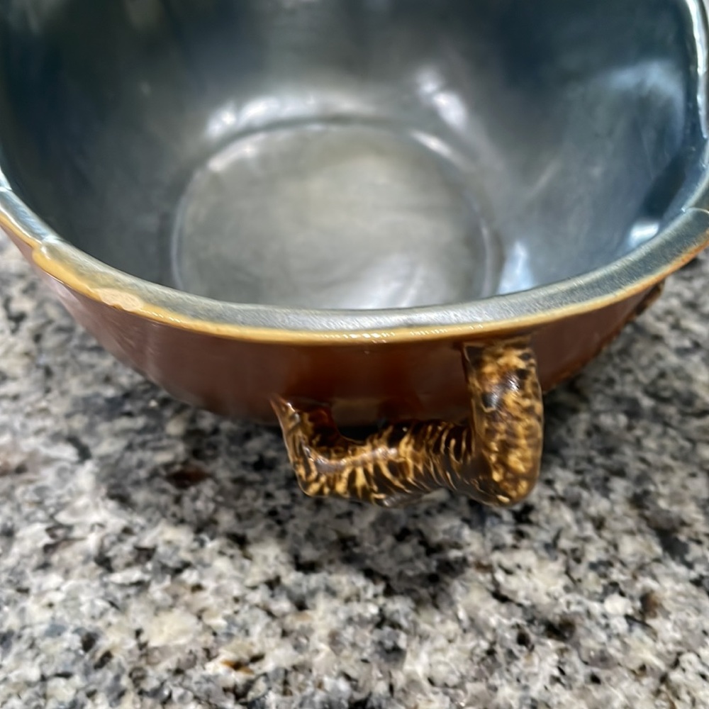 Vintage Roseville Pottery Brown Pine Cone Console Bowl (323-15) - Picture 11 of 16